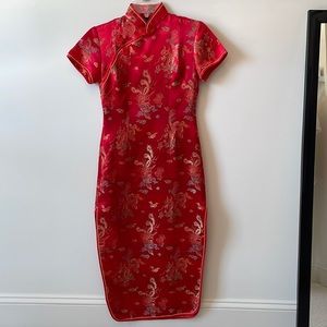 Red Embroidered Chinese Dress Size S